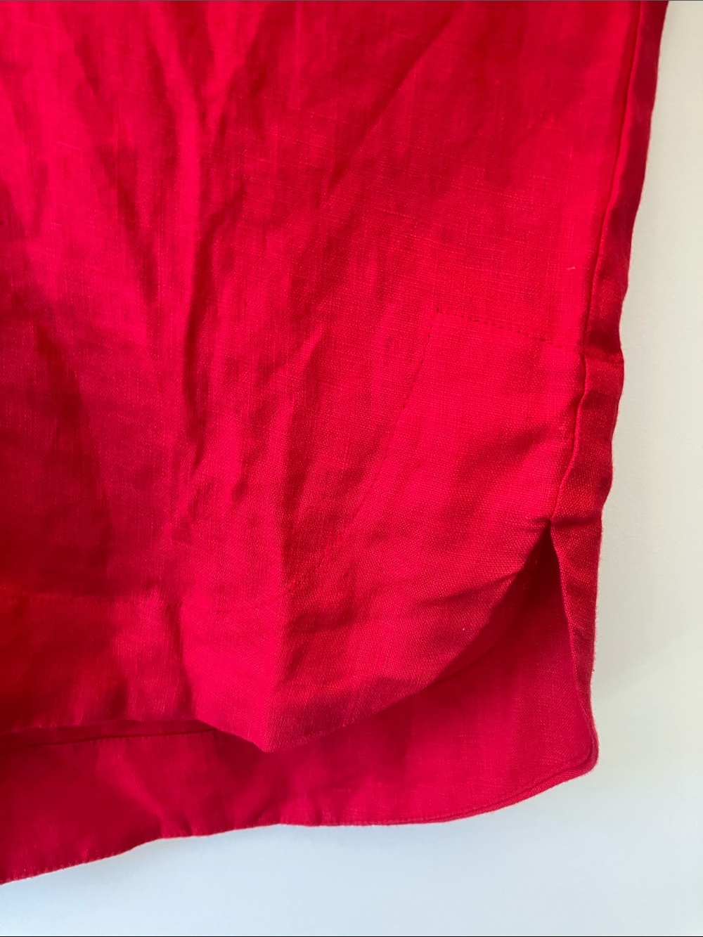 MAGASCHONI Vibrant Red Linen V-Neck Popover Top Short Sleeves Size XL EUC - Picture 5 of 9